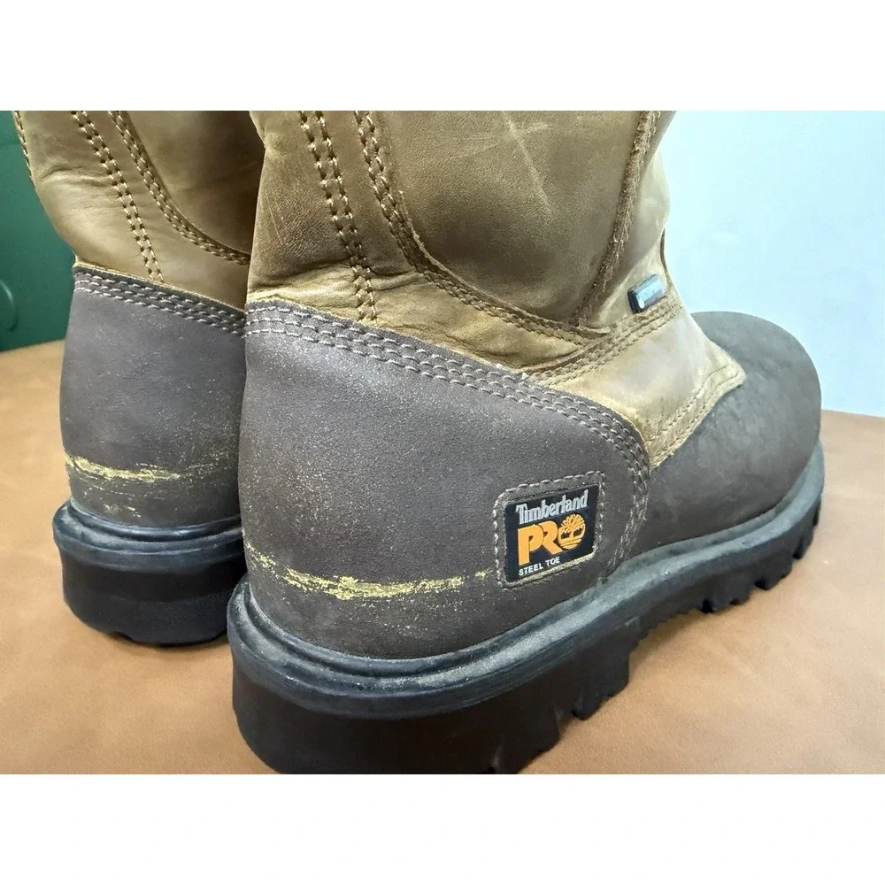 Timberland Pro Boots Mens Size 10.5 Wide Rigmaster Steel Toe Work Brown Leather